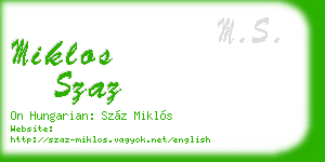 miklos szaz business card